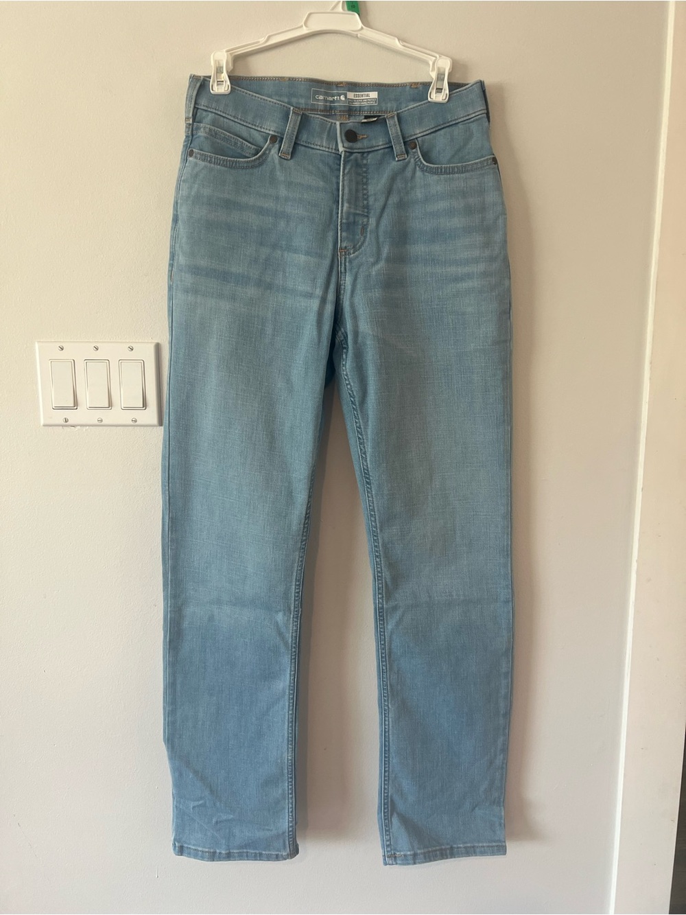 NEW Carhartt Essential Mid Rise Straight Leg Women’s 4 Light Wash Workwear Denim